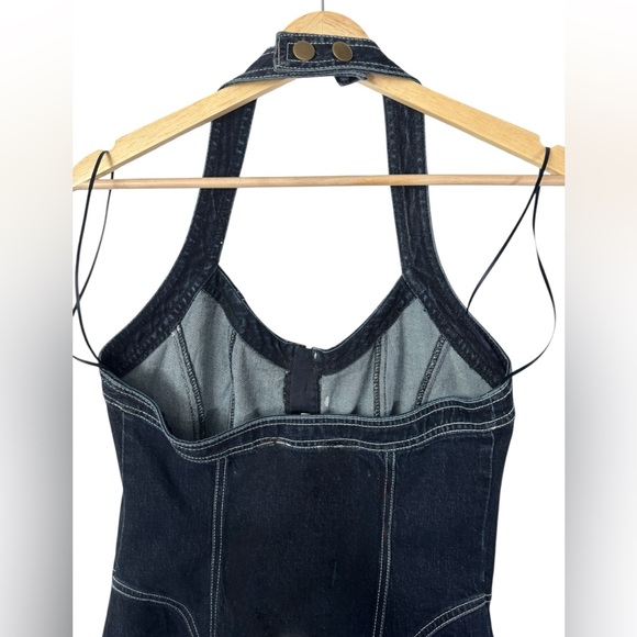 Anthropologie Pilcro Front-Zip Halter Denim Midi Dress Small NWT - Picture 8 of 12